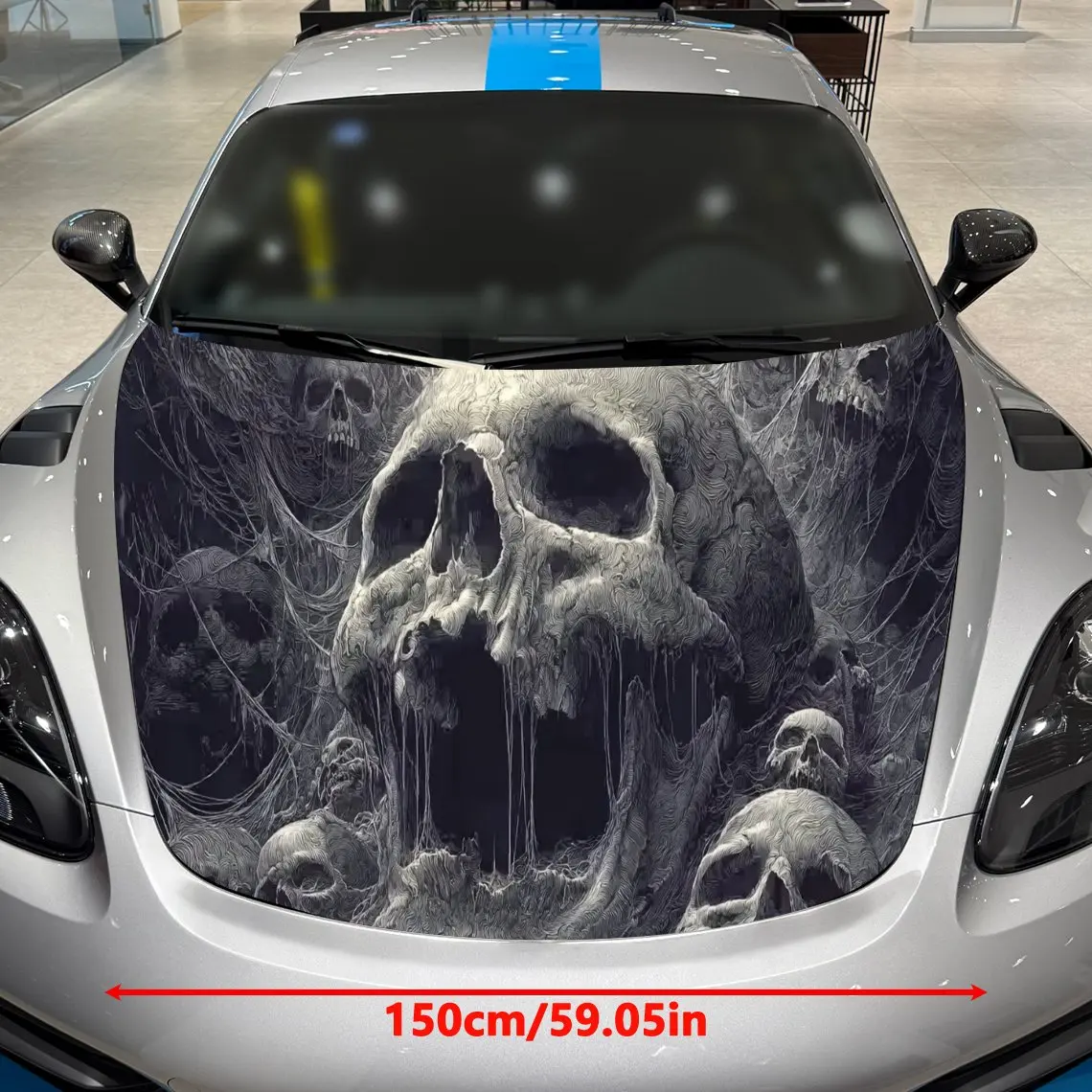 Web Skull Cluster Car hood packaging sticker, PVC material, self-adhesive waterproof, anti-slip paint, car exterior decoration a