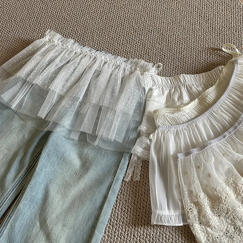 

Женская короткая юбка А-силуэта с высокой талией, оборками и эффектом многослойности, в стиле Y2K, уличная мода, с кружевной отделкой, имитация подкладки, имитация подола