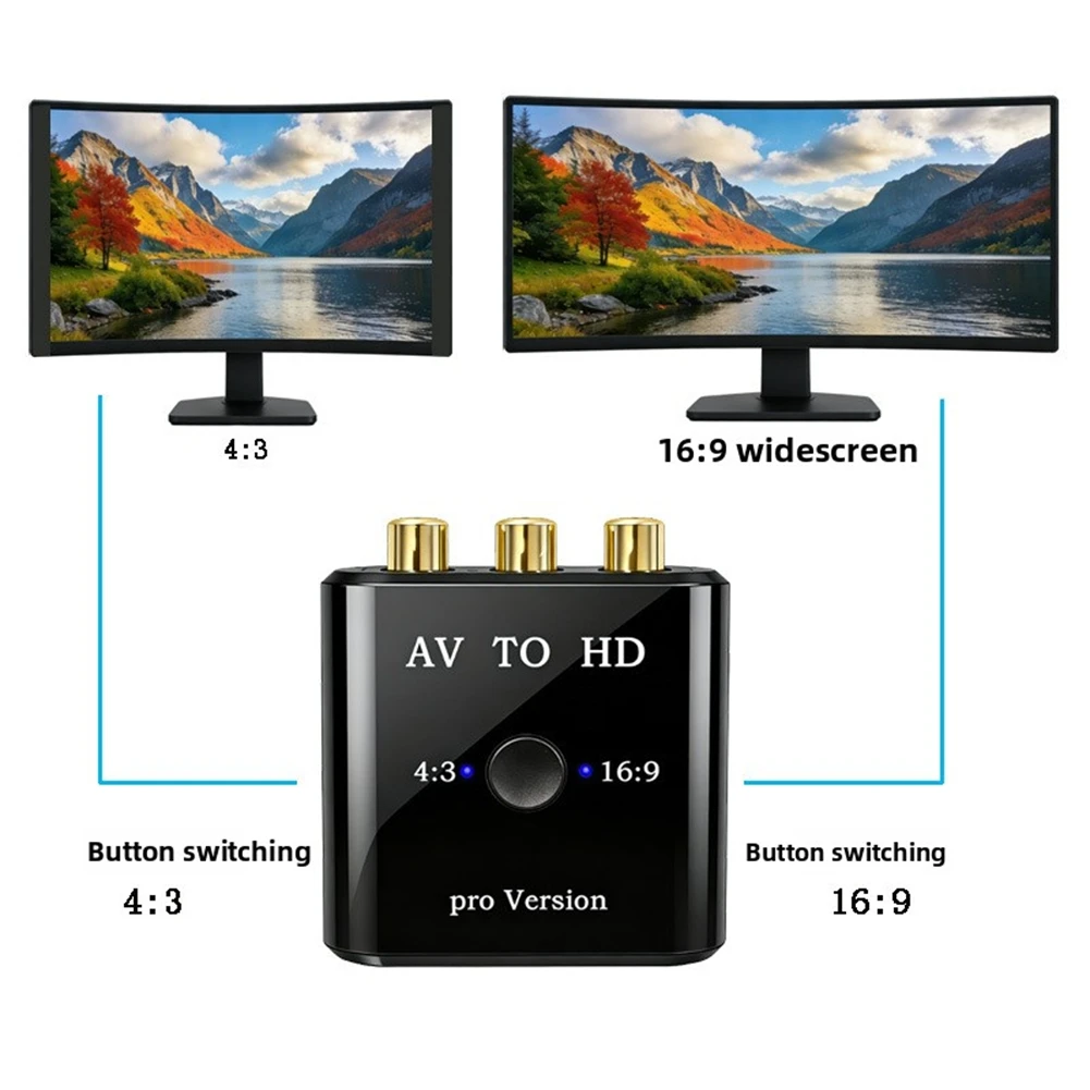(A30I) For RCA AV to HDMI-Compatible Converter AV/CVSB L/R Video Box HD 1080P Support NTSC PAL Output