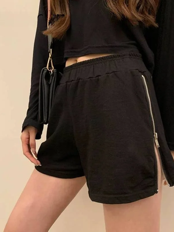 

Harajuku повседневные брюки с широкими штанинами и застежкой-молнией для женщин, уличные асимметричные весенние женские удобные брюки