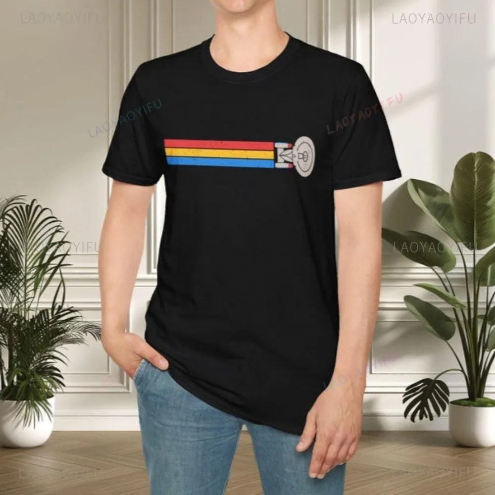 

Научная фантастика, любитель фильма, ретро футболка со звездным кораблем и графическим принтом, повседневная модная свободная мужская уличная одежда в стиле Харадзюку в винтажном стиле