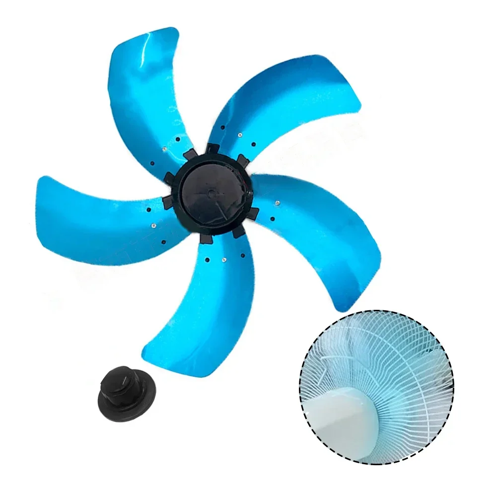 Household Alumínio Fan Blade com porca tampa Base, pé ventilador ou mesa, peças de reposição, 5pcs, 16"