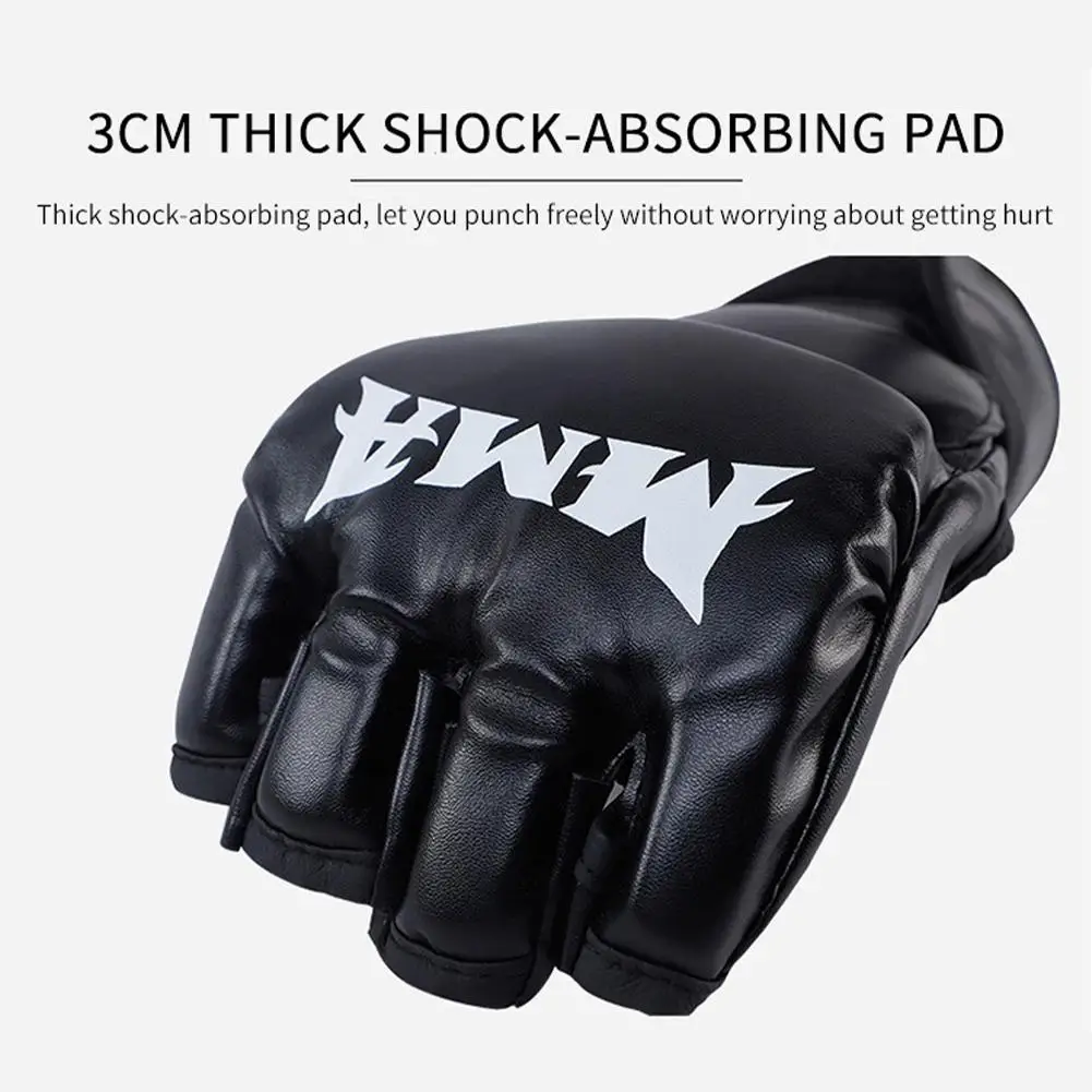 Halbfinger-Boxhandschuhe aus Leder mit Polsterung für Erwachsene, Sanda-Boxen, UFC-Training, Sandsack-Training, Knöchelschutz, Großhandel – Detail 7