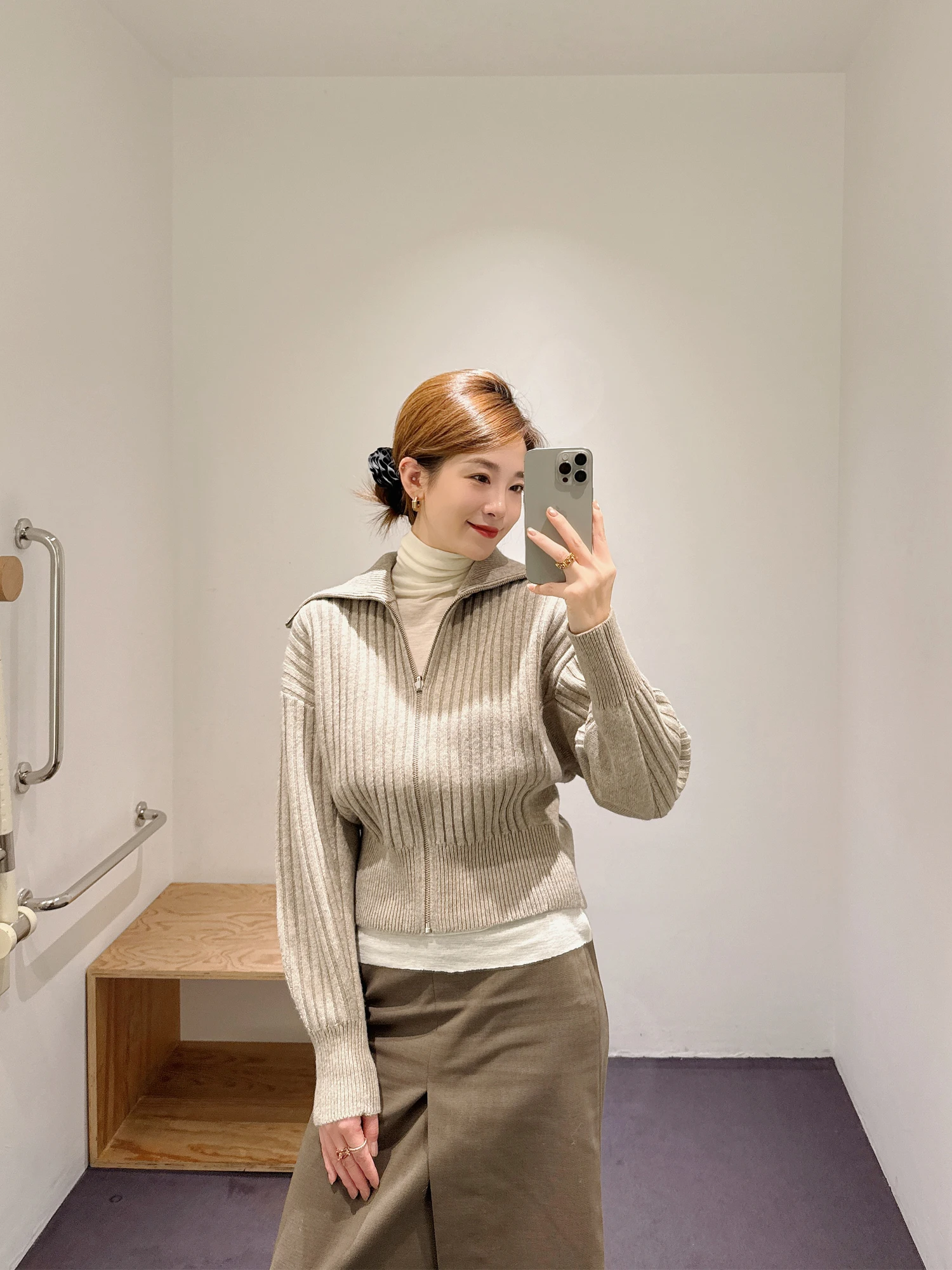 

Women's Knitted Sweater Jaet Waist-Cinching Ribbed Autumn Winter New Sle Faion Commute Loose Fit Long Sve Zipper