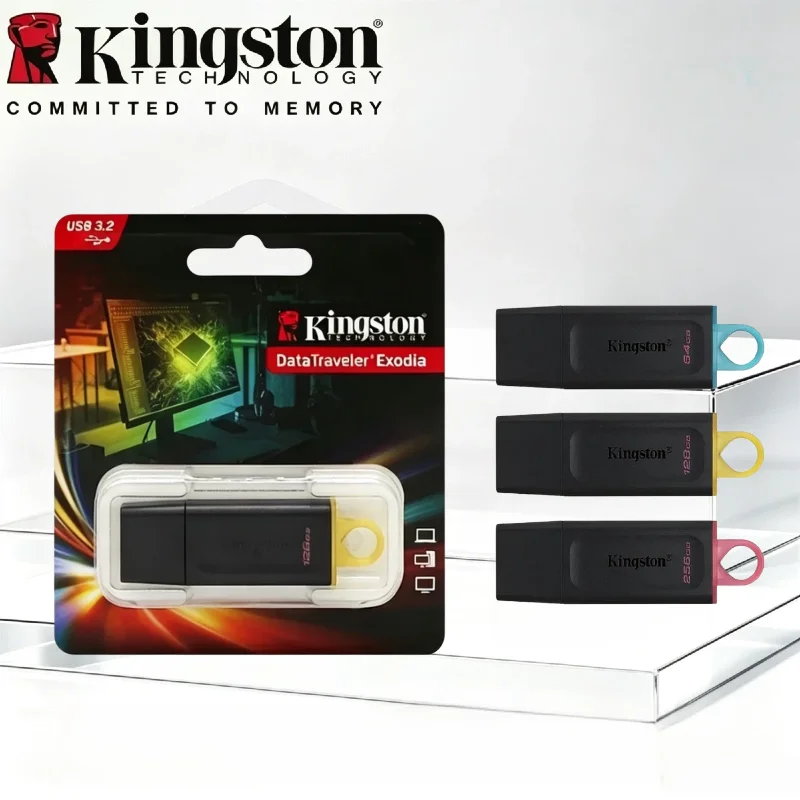 Kingston USB Flash Drive DTX Series Pocket Mini Key Pendrive USB3.2 Gen1 64GB 128GB 256GB Fast Memory Stick For Office PC
