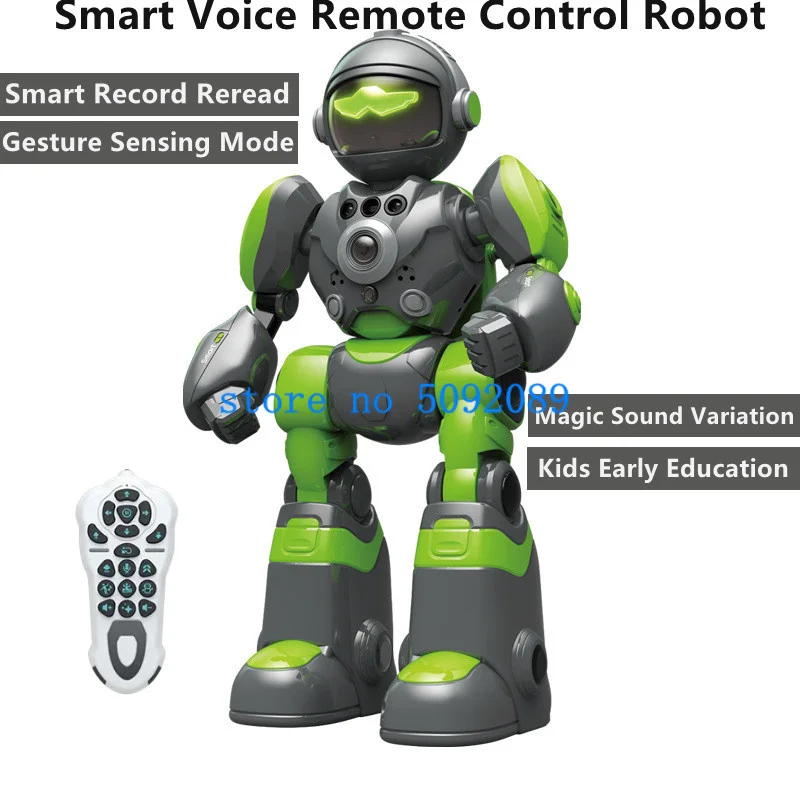 Gravação inteligente rereading robô rc 2.4g variação de som mágico gesto detecção cor luz música robô controle remoto elétrico