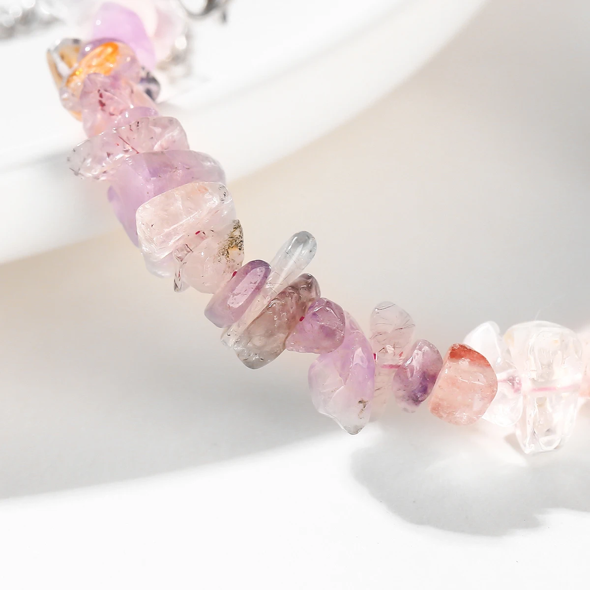 Natural Stone 5x7mm Super Seven Chip Alloy Bracelet Healing Crystal Jewelry for Women Bracelets Gift