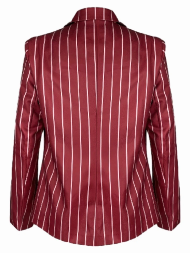 Missuoo Women\'s Striped Blazer Jacket Notched Collar Long Sleeve Buttoned Blazer Coat 2025 New Commuter Outerwear for Female
