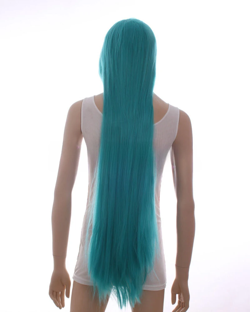 100CM  Straight Mint Green Synthetic  Hair Long Cosplay Party Wigs