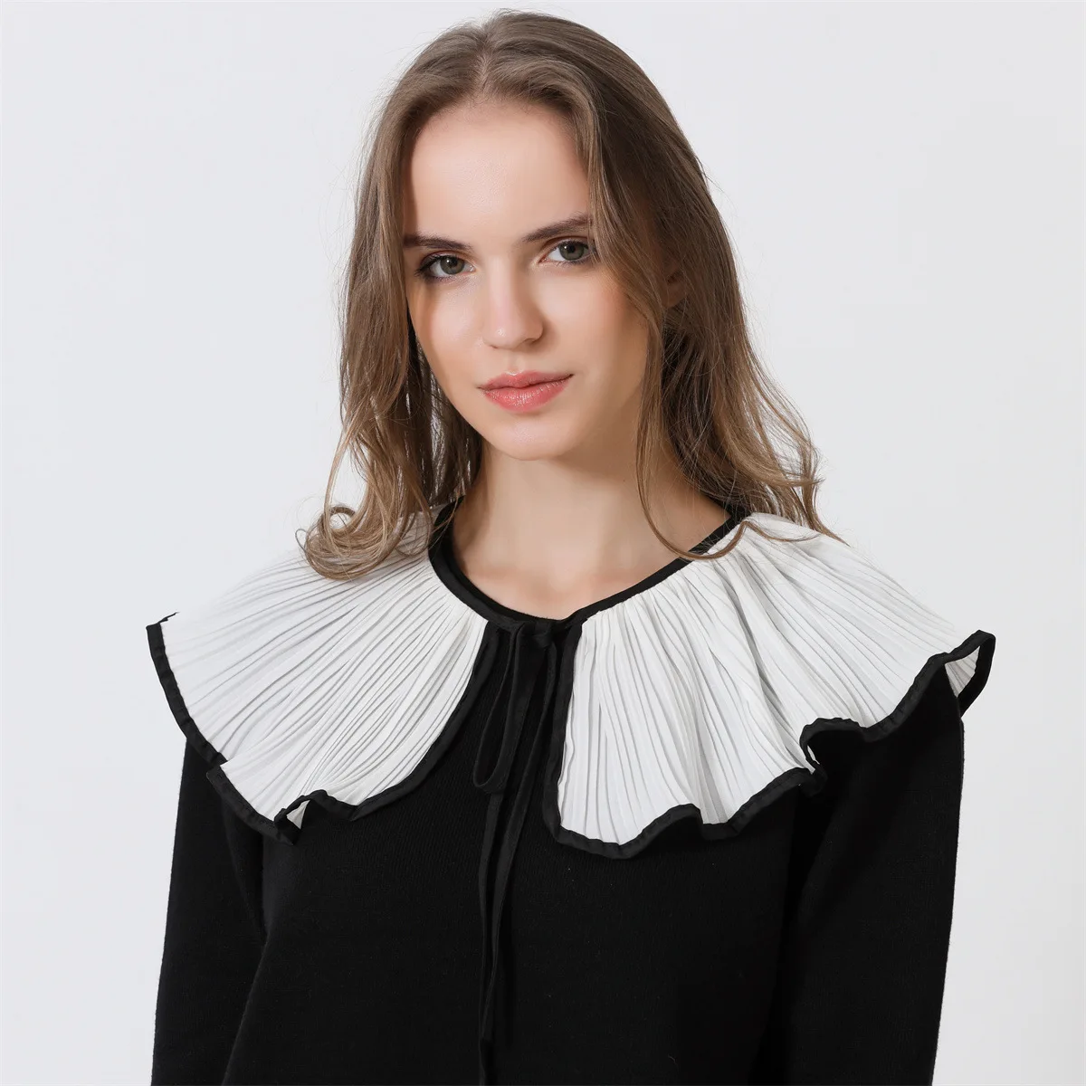 

Korean Cotton Fake Collar Shawls Women Bowknots Shirt Detachable Collars Shoulder Wraps Lapel Blouse Top Fuax Cols False Collar