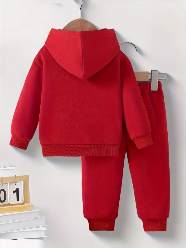 Spring Autumn Infant Toddler Boys' Hooded Fleece Sweatshirt with Letter Print And Casual Pants Two-Piece Set