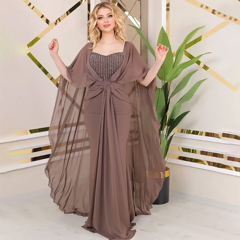 Robes sirène en mousseline de soie pour mère de la mariée, perlées, sexy, fête formelle, anniversaire, célébrité, mère du marié, quoi que ce soit, 2024