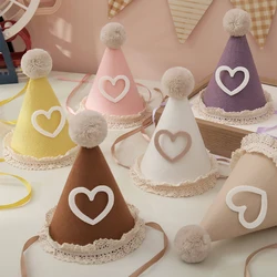 Love lace felt hair ball birthday hat party photo props decoration 1 set 1 piece.