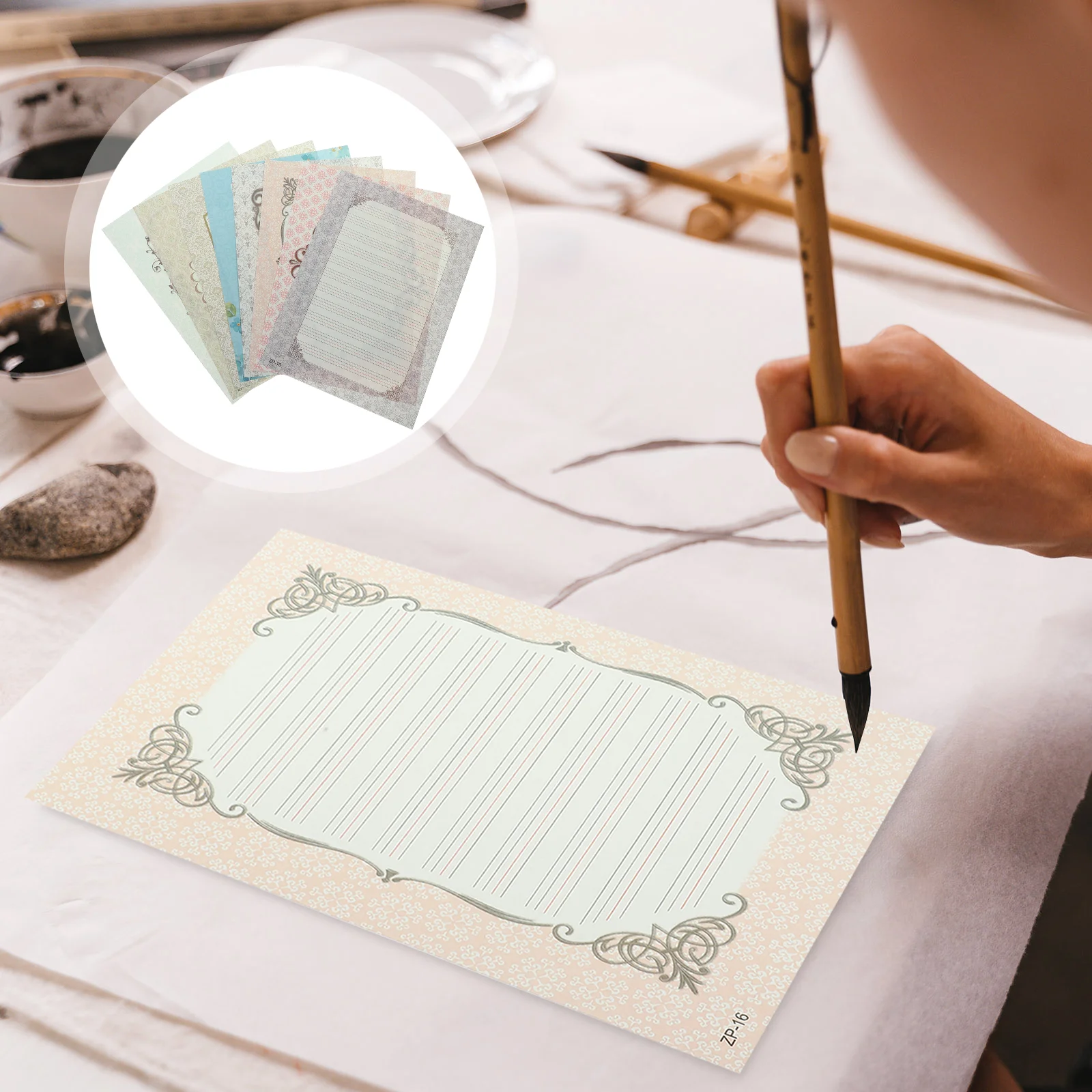 Vintage Stationary Letter Paper Calligraphy English Practice Handwriting Note Cards with Envelopes