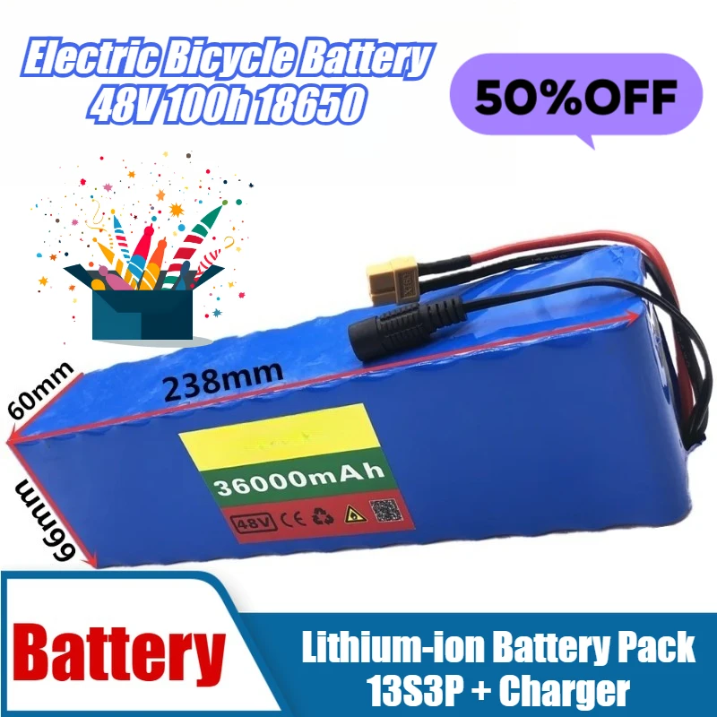 

Electric Bicycle Battery 48V 100h 18650 Lithium-ion Battery Pack 13S3P + Charger