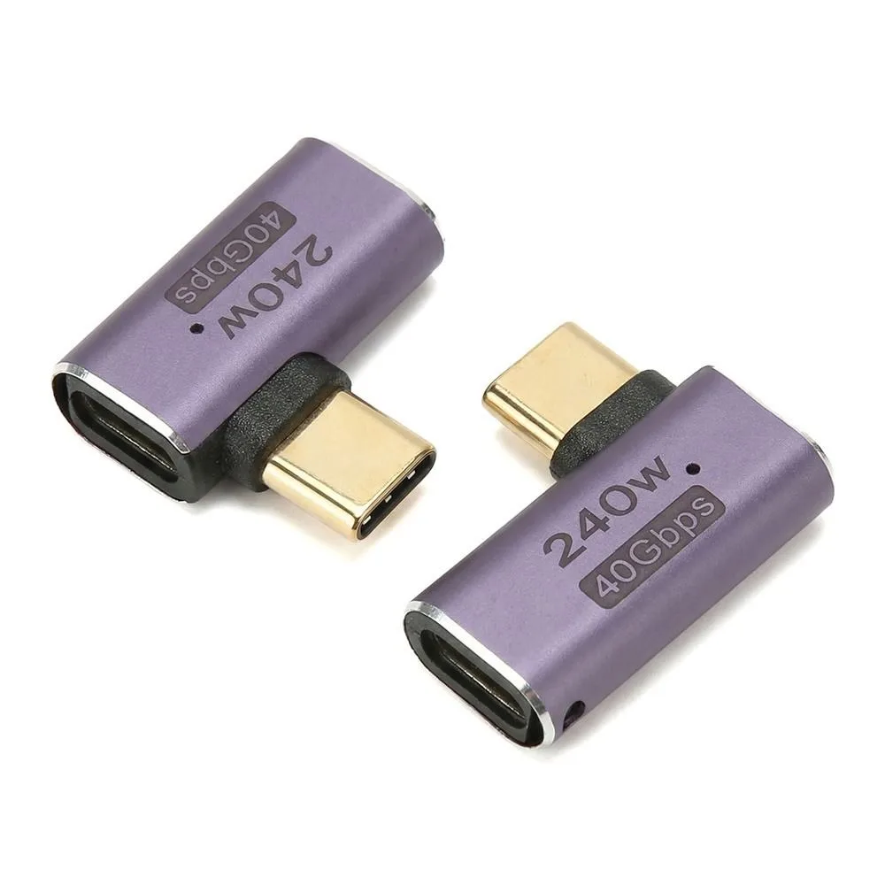 

2PCS High Speed 240W Right Angle Adapter 40Gbps 8K 60HZ USB C Female to Female Adapter LED Light USB C Adapter Laptop