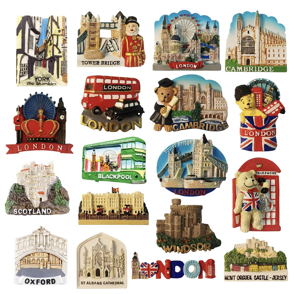Europa Reino Unido Inglaterra Londres imanes de nevera 3D recuerdo de turismo imanes de nevera colección de pegatinas decoración artesanal