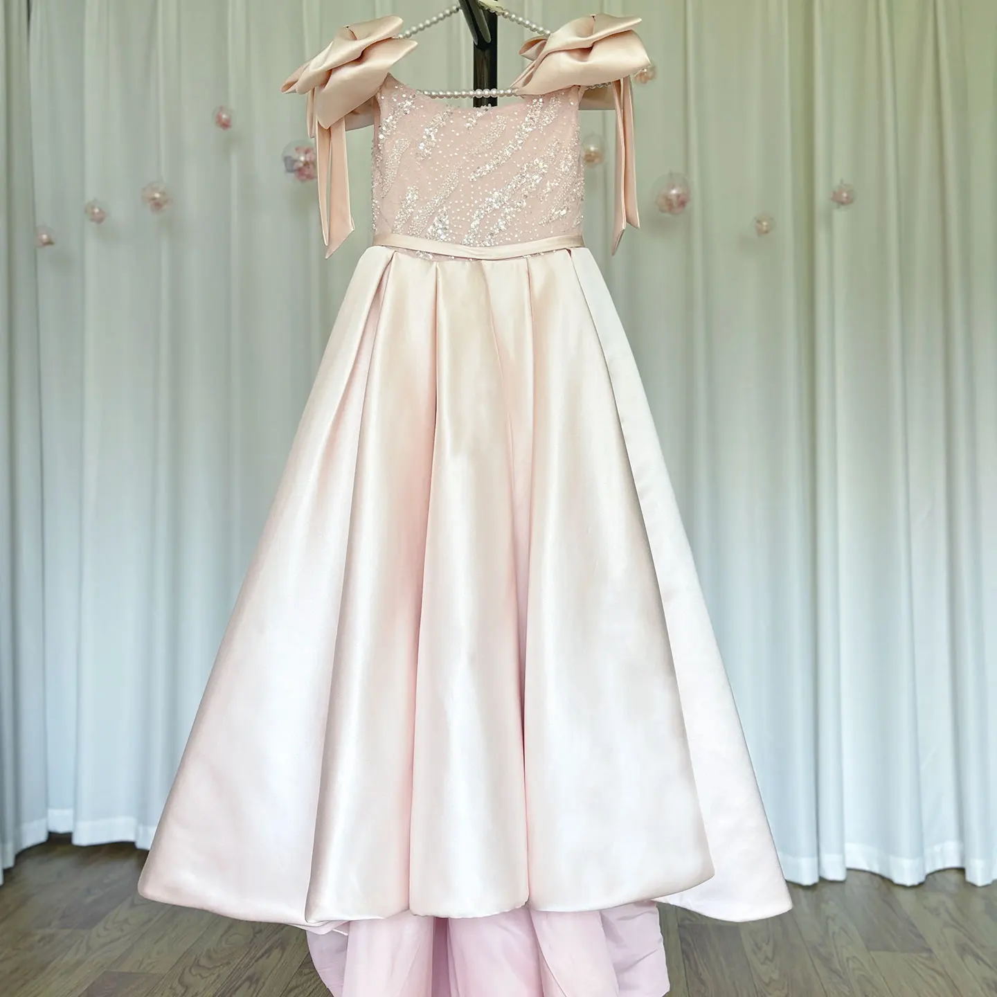 Jill Wunsch Luxus elegante rosa Blumen mädchen Kleid Bogen Pailletten blau Prinzessin Kleid für Kinder Hochzeit Geburtstag Kommunion Party j148