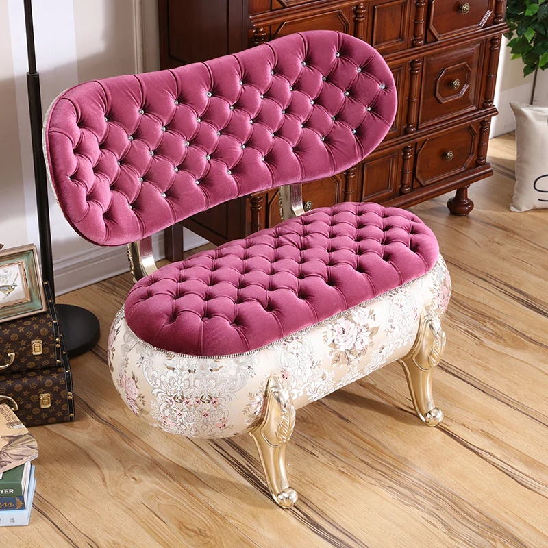 X-S Sofa Solid Wood Fabric Living Room High Back Chair Pumpkin Stool Shoe Changing Stool HG