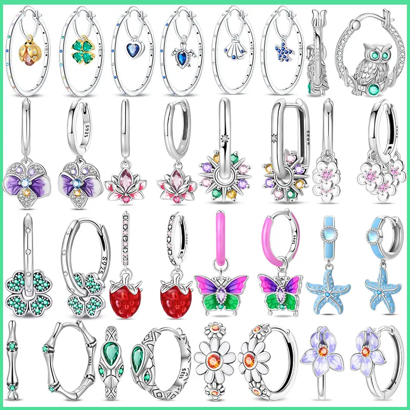 100% 925 Sterling Silver Butterfly Bee Ladybug Fireflies Dragonflies Earrings For Women Fashion Birthday Party Jewelry Gifts