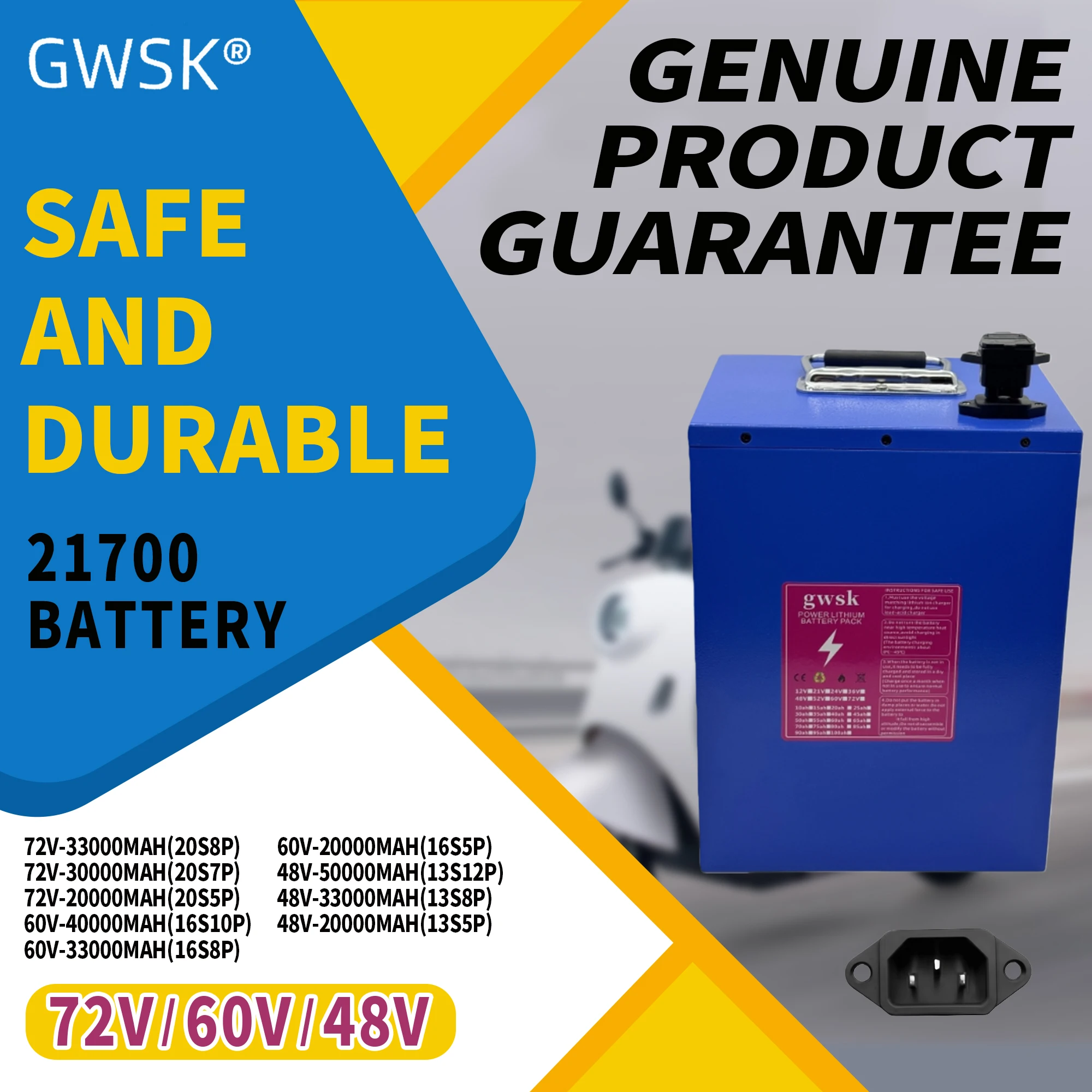 

1.Tricycles, electric vehicles 72V60V48V20AH-50AH, made of 21700 lithium-ion batteries with built-in BMS