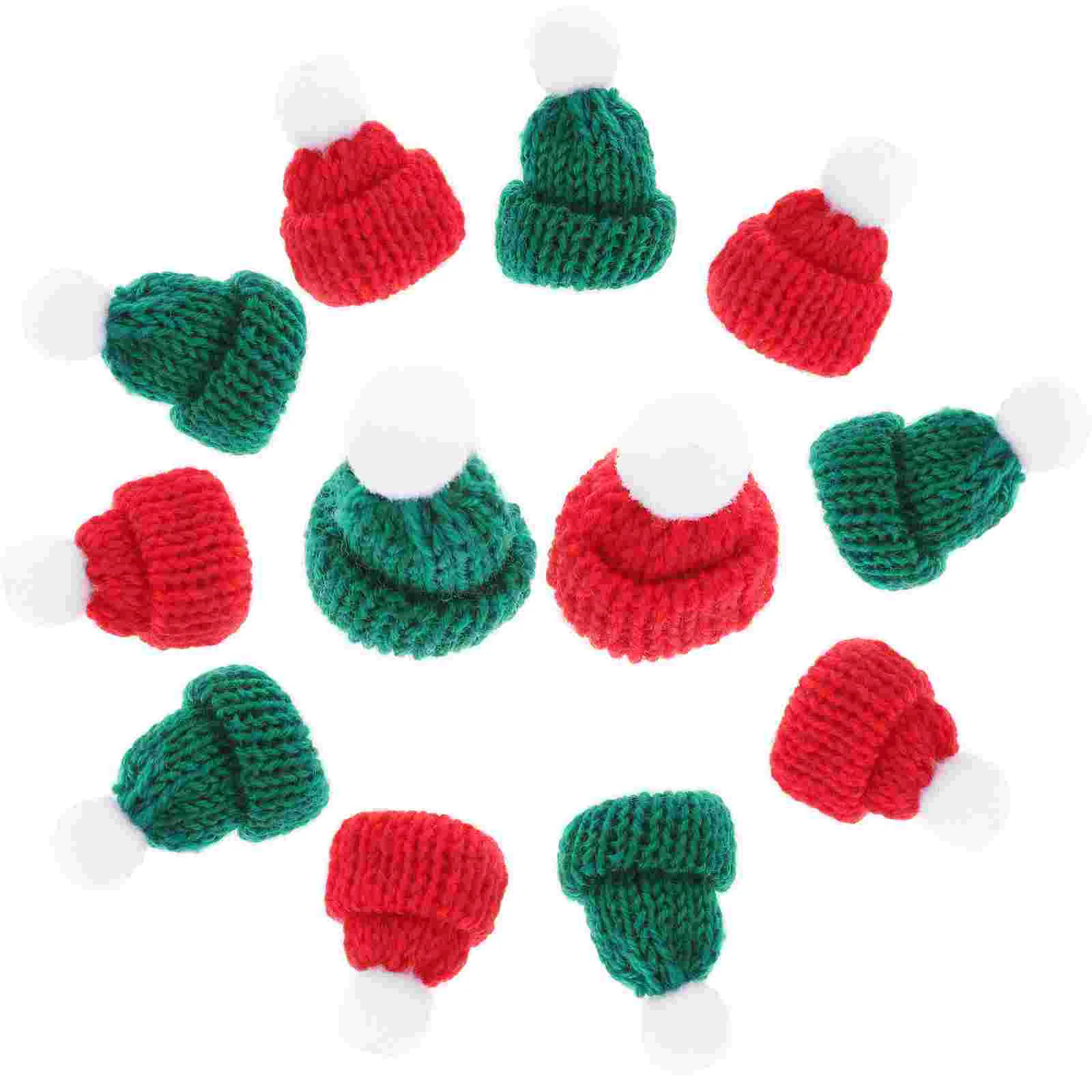 

12 Pcs Mini Beanie Christmas Miniature Hats Lovely Bottle Cap Wear Resistant
