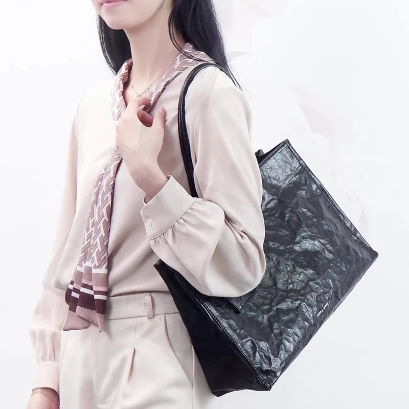 

NEW Pleated Tote Bags For Women Luxury Designer Handbags And Purses In Vintage Oil Wax Large Capacity Underarm Shoulder