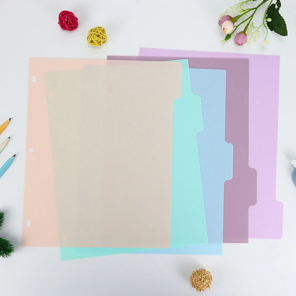 1 conjunto de divisores de fichário a4, abas coloridas multi-seção de plástico fosco para escola, escritório, organização de documentos, inserções de diário