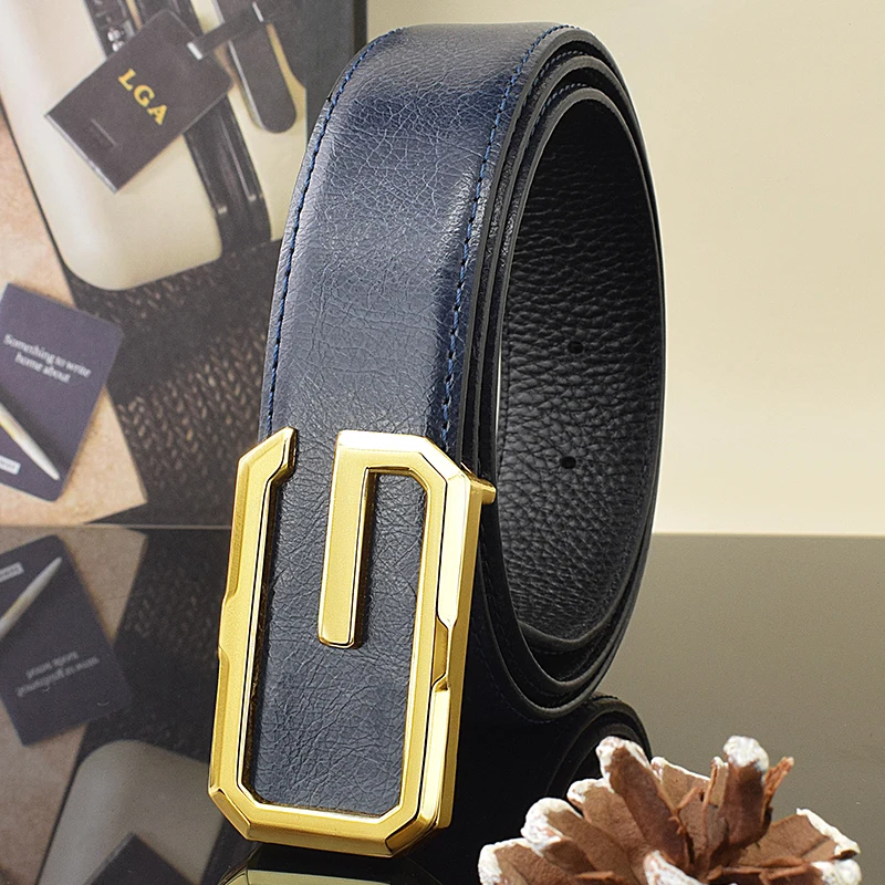 

G letter belt men High Quality fashion luxury Waist strap Cowskin genuine leather designer ceinture homme Casual Waistband