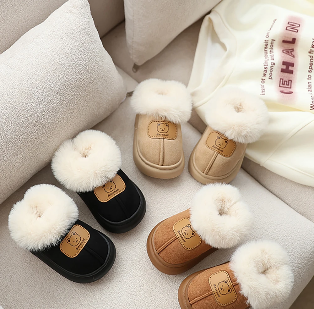 

Children Fashion Cute Cartoon Winter Boots Childrens Boys Plush Boots Thick Warm Velvet Faux Fur Snow Boots Kids Boots Girls