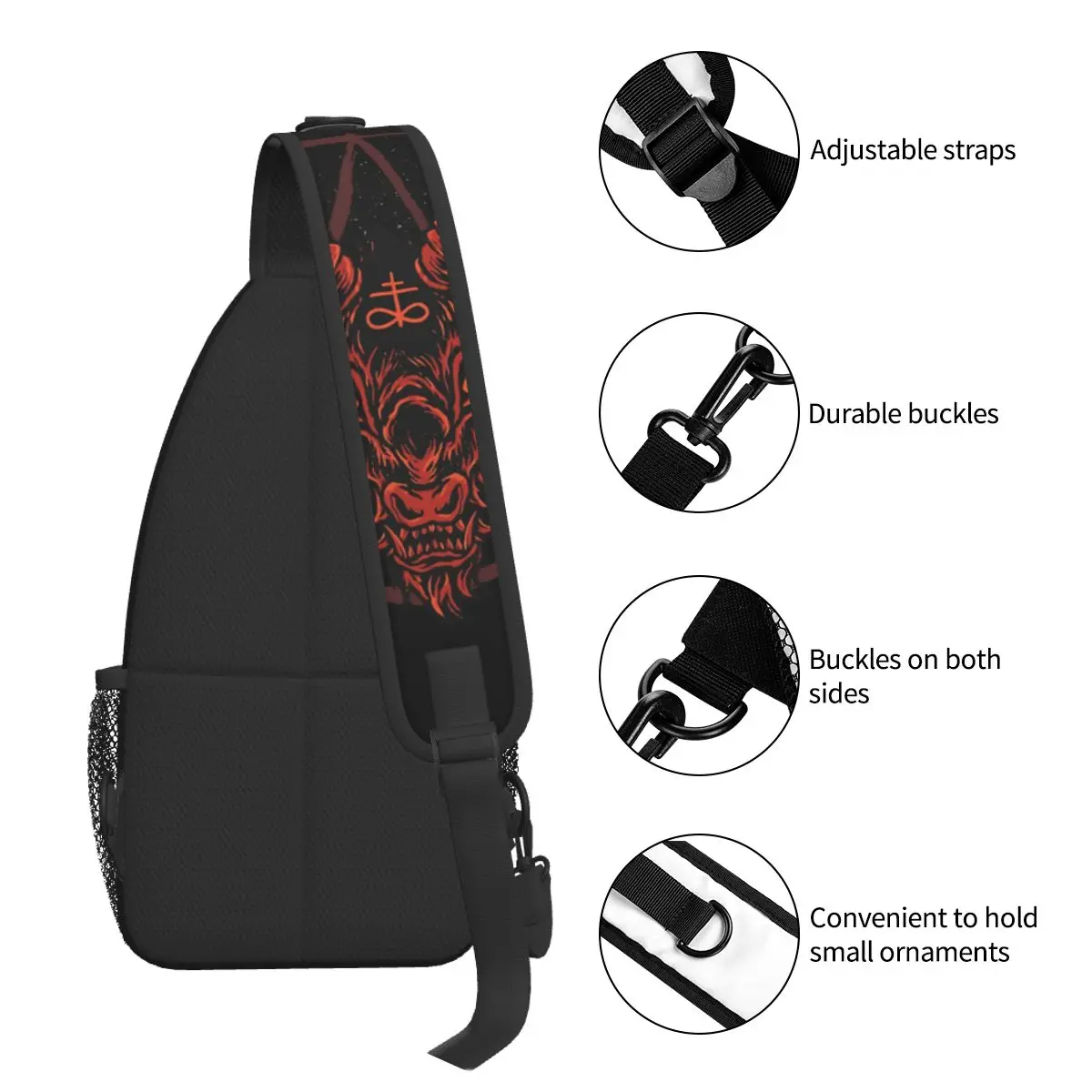 Satan Antichrist Goat Lucifer Devil 666 Occult Crossbody Chest Bags Baphomet Pockets Travel Pack Messenger Sports Shoulder Bag