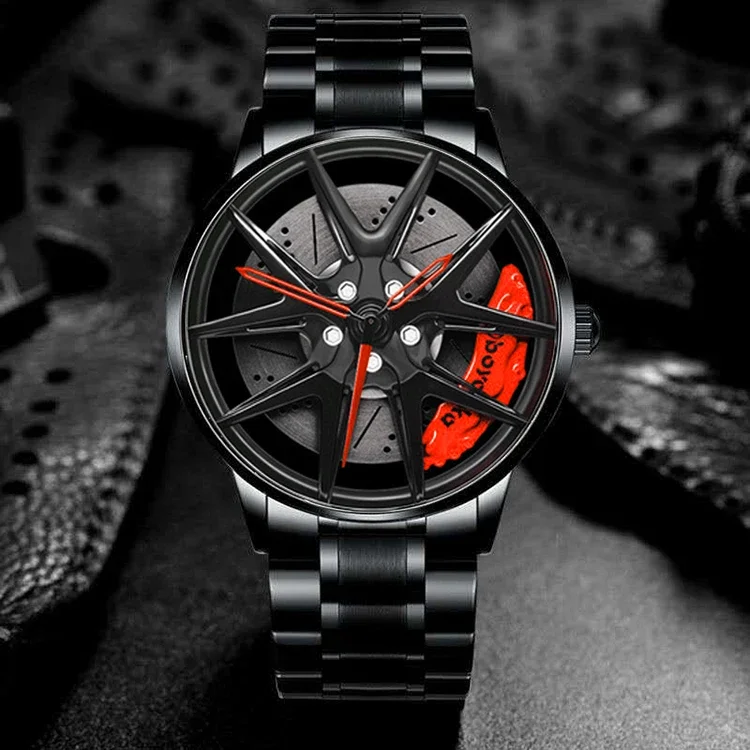 Nuovo stock!! Orologio da uomo di lusso orologi per auto sportive orologio da polso da uomo al quarzo in acciaio inossidabile con mozzo sportivo