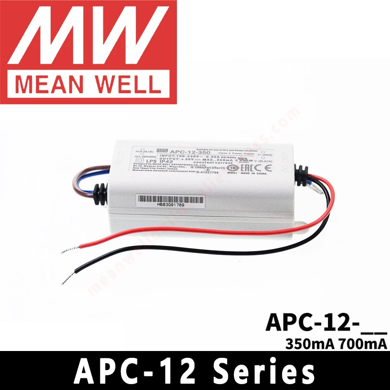 Meanwell LED Driver APC-12 Series 350mA/700mA meanwel LED Transformer IP42 LED Power Supply Constant current Adapter