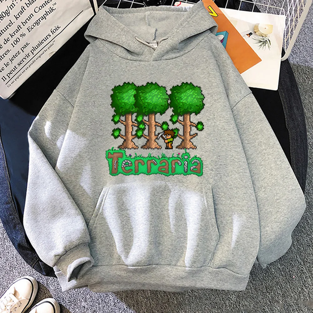2026new terraria logotipo hoodie pixel estilo jogo de alta qualidade grunge manga longa camisolas roupas confortáveis pullovers com capuz
