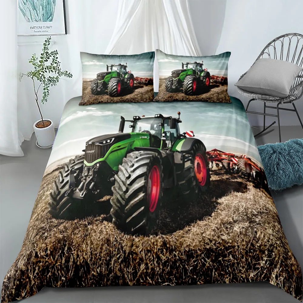 Tractor Duvet Cover Set King Queen Double Full Twin Single Size Boys Bed Linen Set