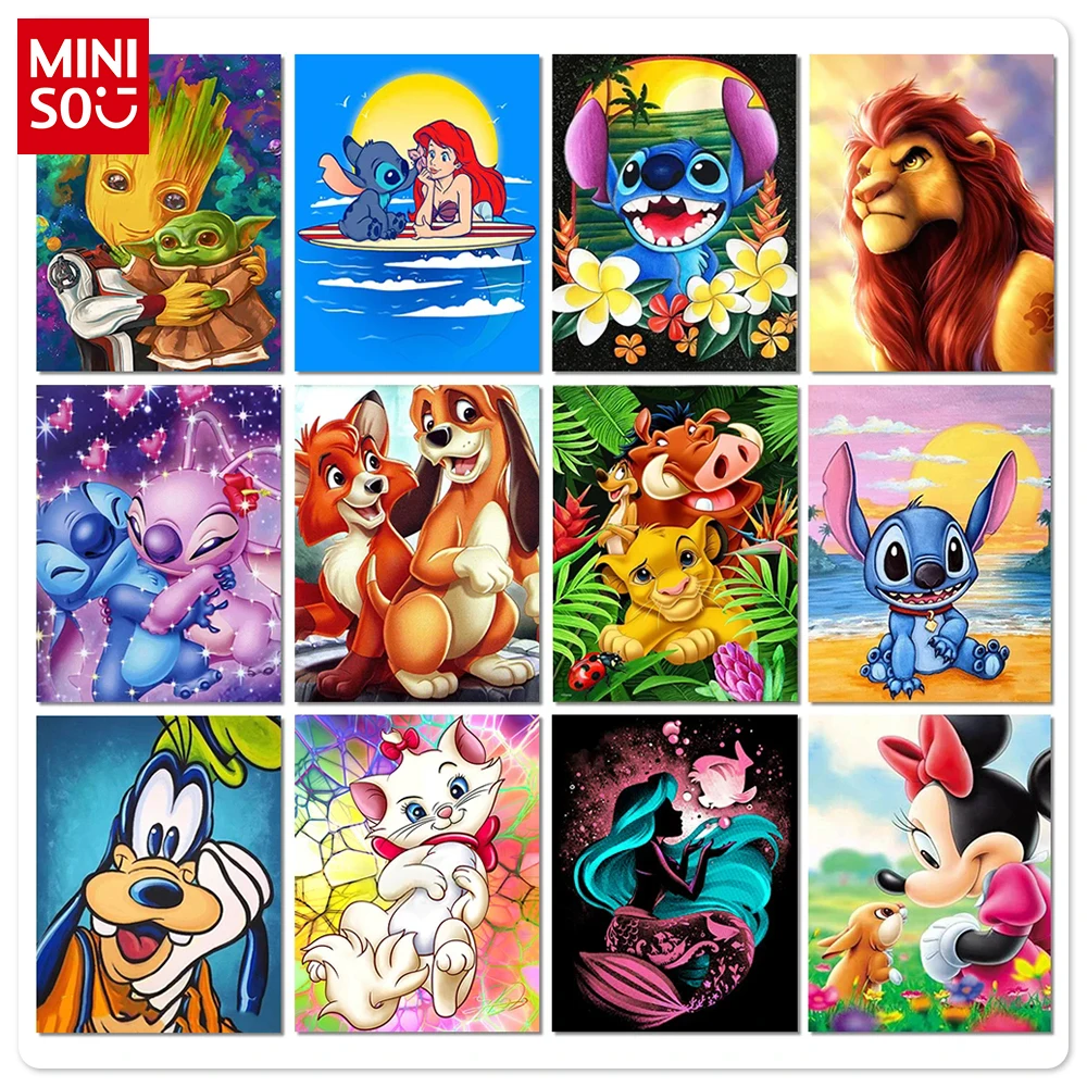 MINISO Diamond Painting Cartoon Mermaid Full Round Diamond Mosaic Embroidery Stitch Cross-stitch Children's Room DIY Decoration