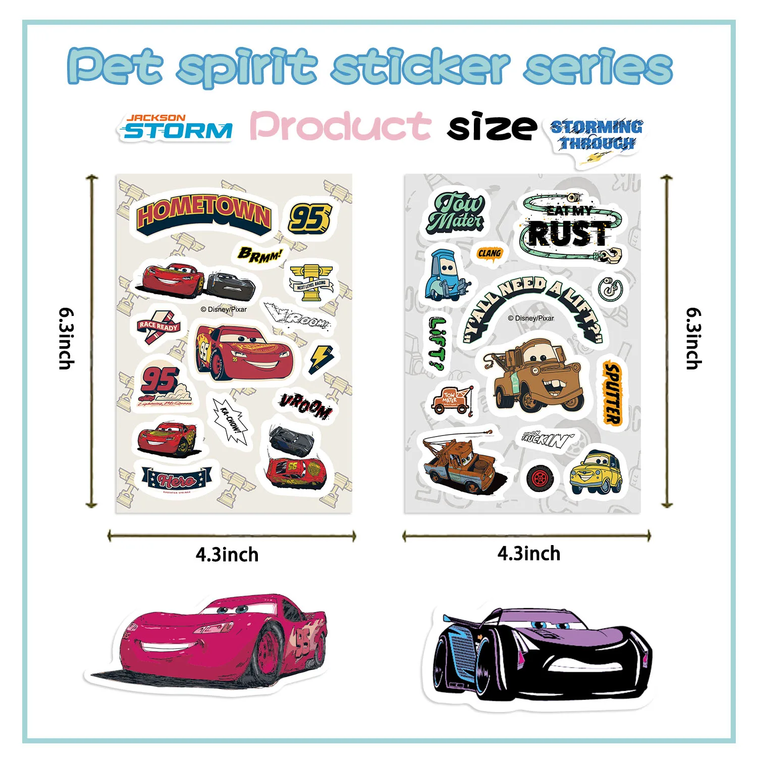 Disney 8 Stück Cars Collage Aufkleber Tagebuch Laptop Gepäck Skateboard Cartoon Aufkleber Spaß klassische Geschenkdekoration
