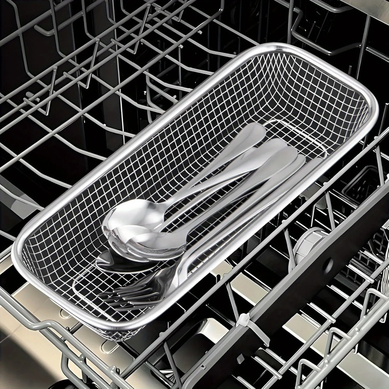 1pc Kitchen Storage Rack - Compact Dishware and Utensil Stand with Drainage Basket