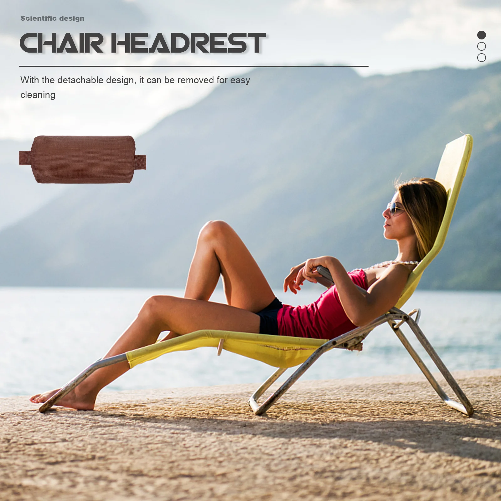 

Beach Chair Headrest Pillow Premium Flexible Comfortable Detachable Design Folding Patio Deck Chair Cushion Outdoor Accessories