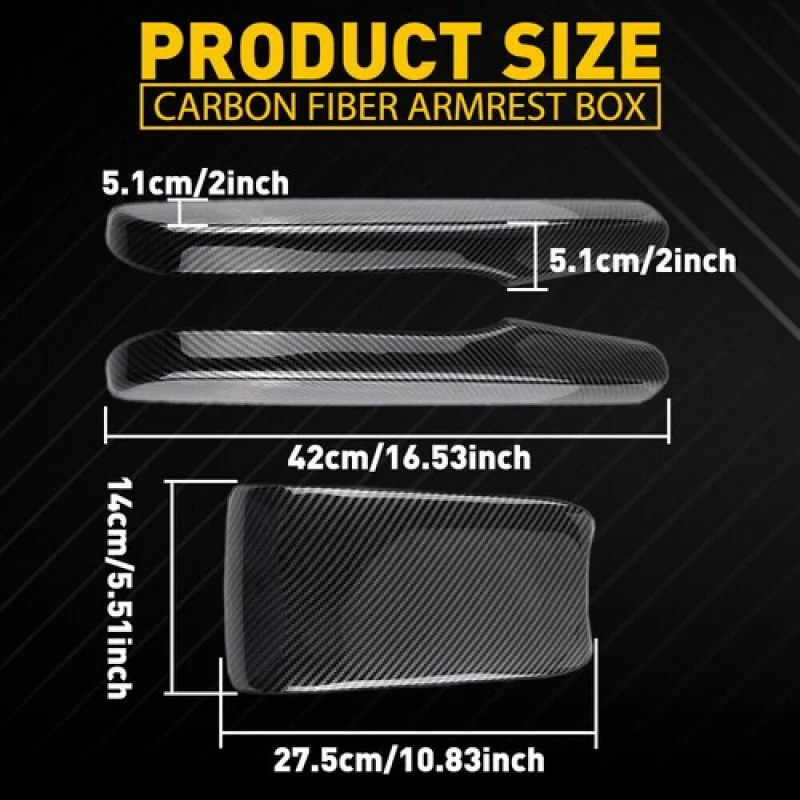 ل 2016 ~ 21 هوندا سيفيك الداخلية مسند الذراع المركزي لوحة صندوق ألياف الكربون الأسود