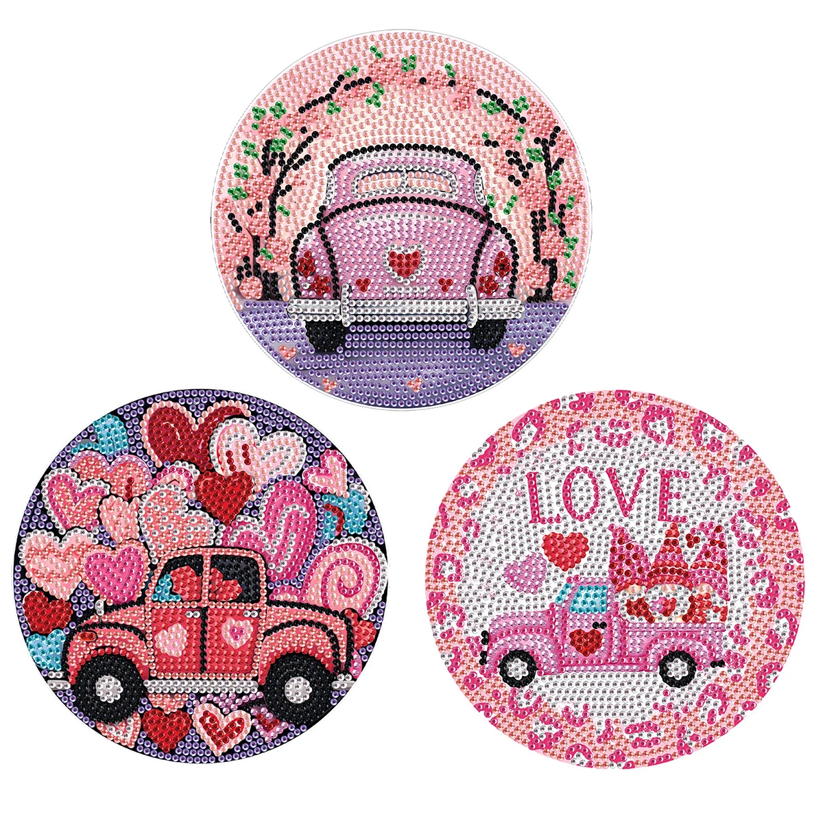3Pcs Diamond Art Painting Placemat kit,Romantic theme Diamond Round Place mats Craft Table mat Table Kitchen for Home Decor Gift