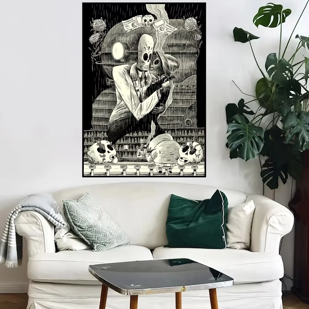 Grim Fandango Game Poster Small Bar Coffee House Decor Aesthetic Art Wall Painting Stickers Indoor