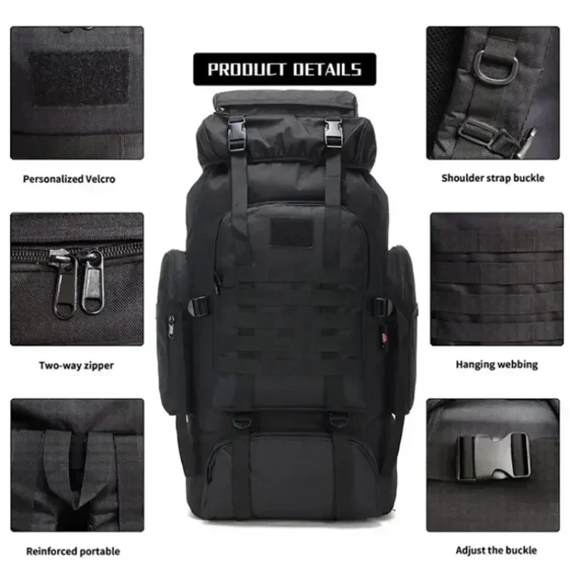 80L Hiking Bag Tactical Backpack Large Outdoor Backpack Hiking Camping Travel Bag Multifunctional Oxford Cloth Military Unisex