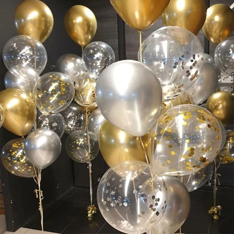 20pcs Gold Confetti Balloons Set Metallic Chrome ballon Birthday Party Wedding Decoration Anniversary Globos Baby Shower Balloon