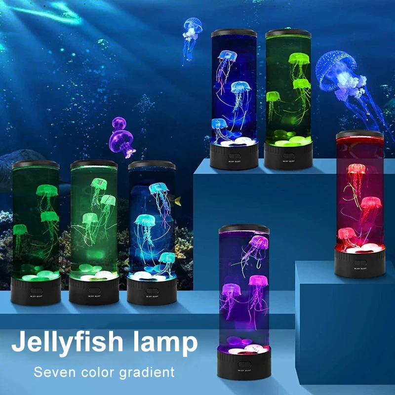 

Jellyfish Lava Lamp Aquarium Ocean Night Lights 7Colors LED Jellyfish Mood Lights With For Home Bedroom Desktop Decoration Gift