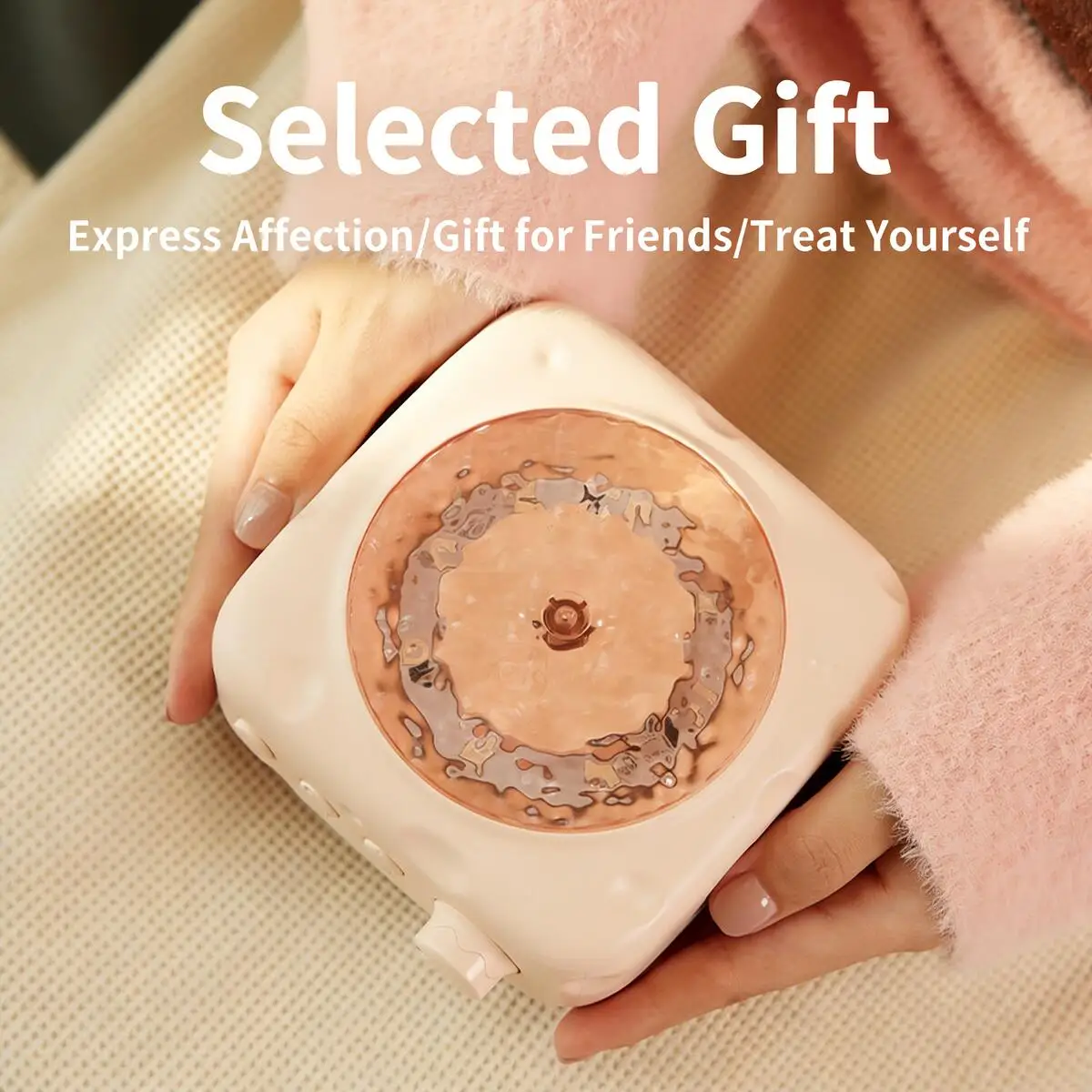 New Creative Cheese Mini Bluetooth Speaker HiFi Subwoofer Portable Water Ripple Projection Ambient Light for Desktop Decoration