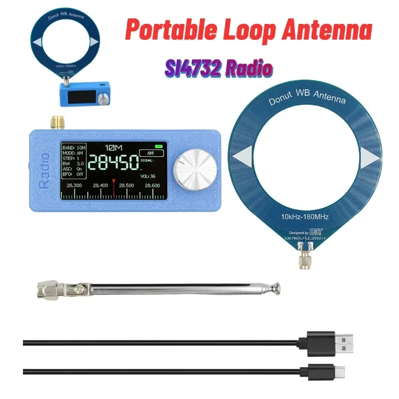 

SI4732 Radio Receiver IPS Screen AM/FM/LSB/USB/DAB 0.5--108mhz Portable Radio Receiver Mini Radio Telescopic Loop Antenna