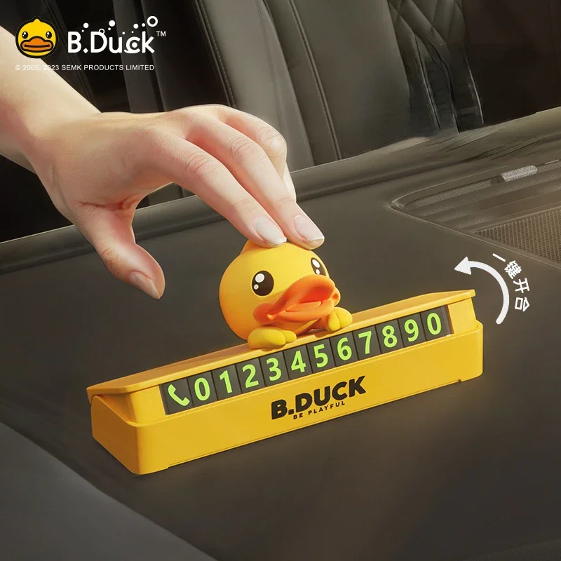 

Cartoon Little Yellow Duck Temporary Parking Phone Number Plate Hidden Mobile Phone Plate Cute Car Interior Decoration