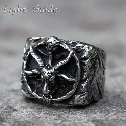 2022 NEW Men's 316L stainless-steel rings Vintage Steam punk SKULL with sheep Fashion Gothic Motorcycle Jewelry free shipping