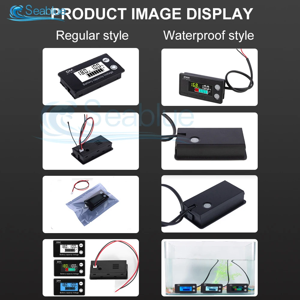 Indicador de capacidad de batería LCD 6133A, indicador de temperatura CC 8V-100V, resistente al agua opcional, medidor de voltímetro de plomo ácido